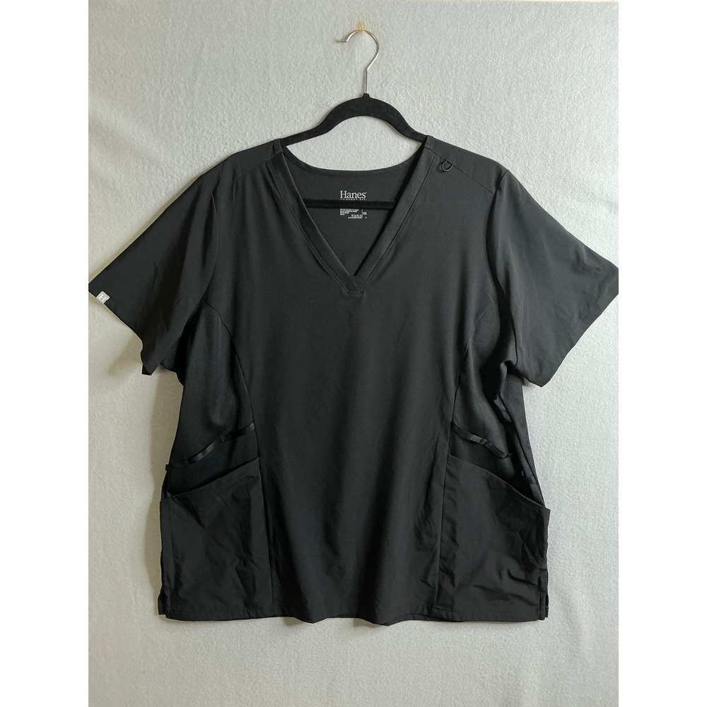 Hanes Top Women's XXL Comfort Fit Scrub V-Neck Short Sleeve Pockets